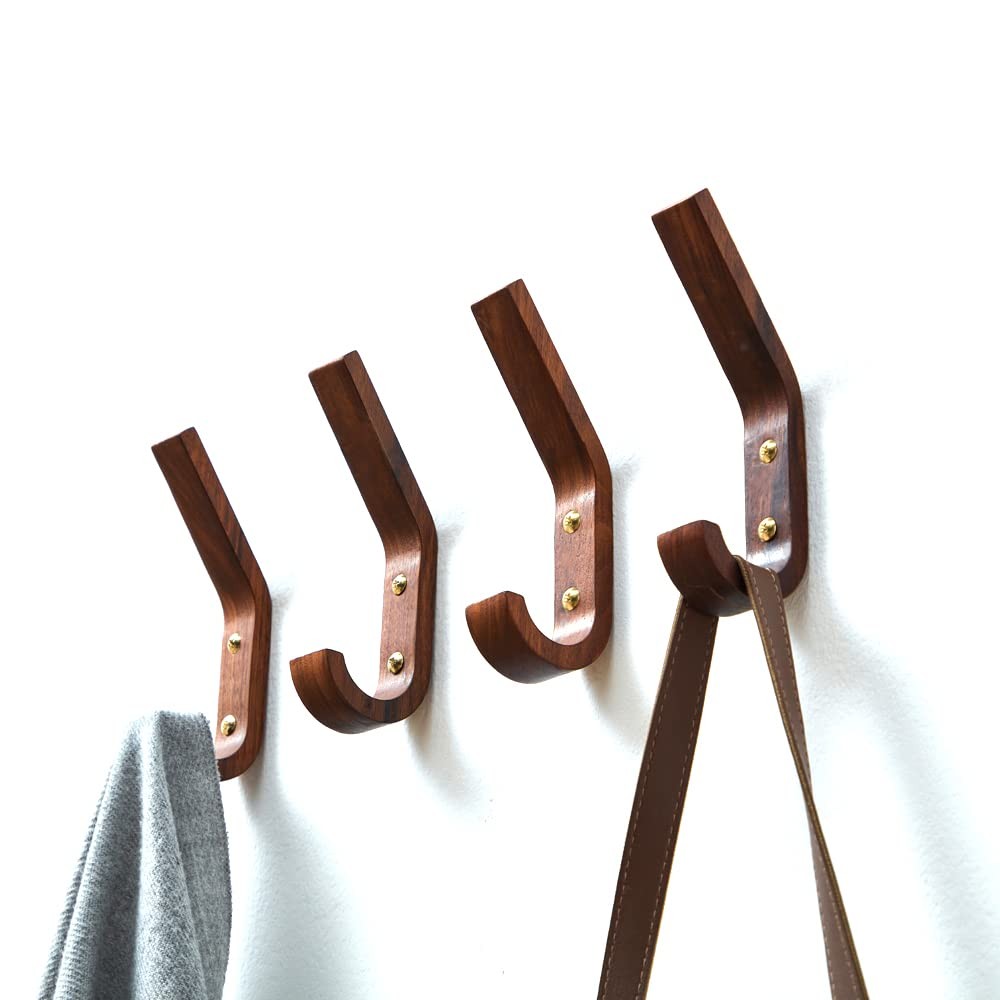6 Pack Heavy Duty Rustic Coat Hooks Wall Mounted, Wood Wall Hooks,Decorative ...