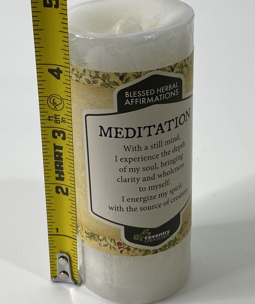 Coventry Creations Candle White MEDITATION Blessed Herbal Affirmations 40 Hour