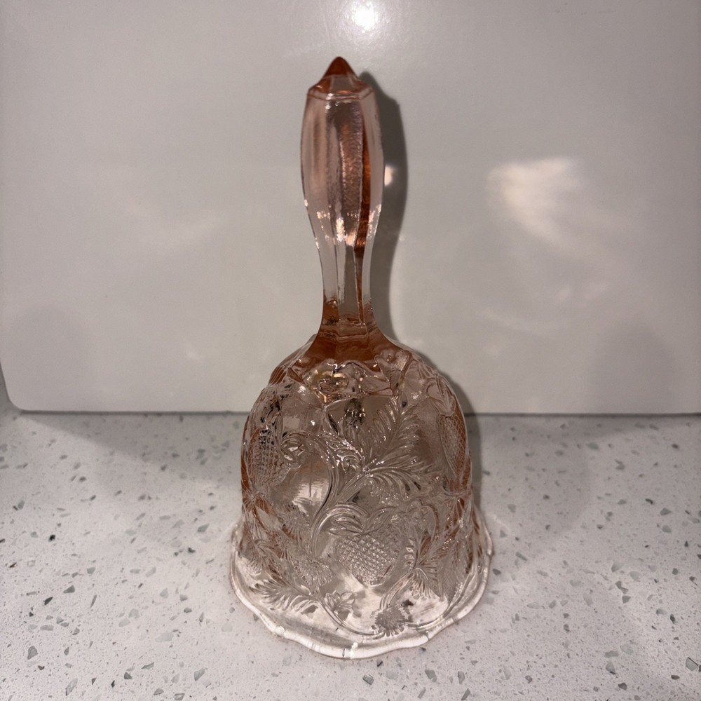 Vintage Pink Fenton Strawberry Pattern Bell