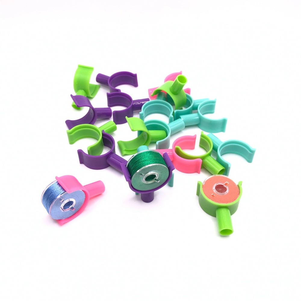 PeavyTailor 48 Pcs (#2) Bobbin Holders Bobbin Clip Spool Hugger with Handle Part