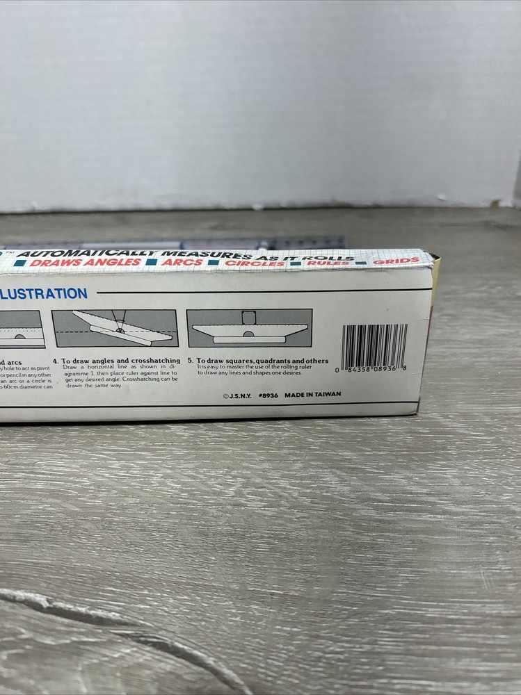 Vintage Rolling Ruler Compass Protractor T-Square Original Box Opened