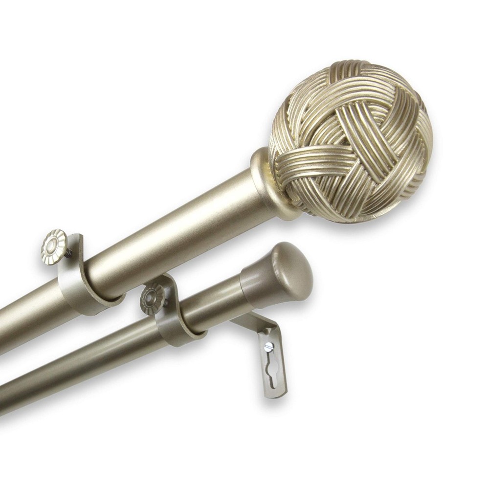 InStyleDesign Winona Adjustable Double Curtain Rod 120 Silver Finish