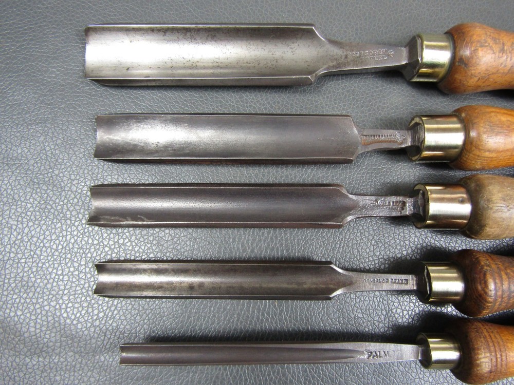Graduated set of out cannel gouges vintage old tools by Marples Sorby Etc