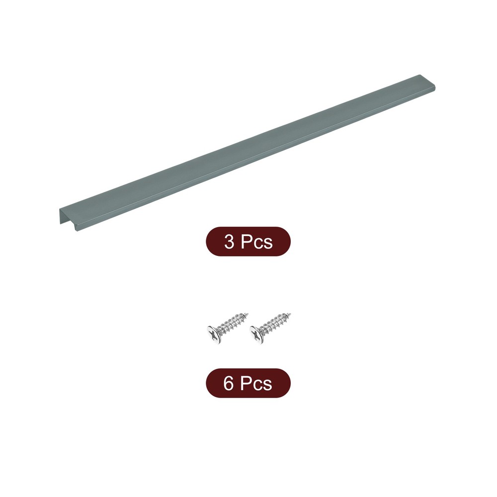 Cabinet Edge Finger Pull, 3pcs 500mm / 19.69" Hidden Cabinet Pulls, Gray