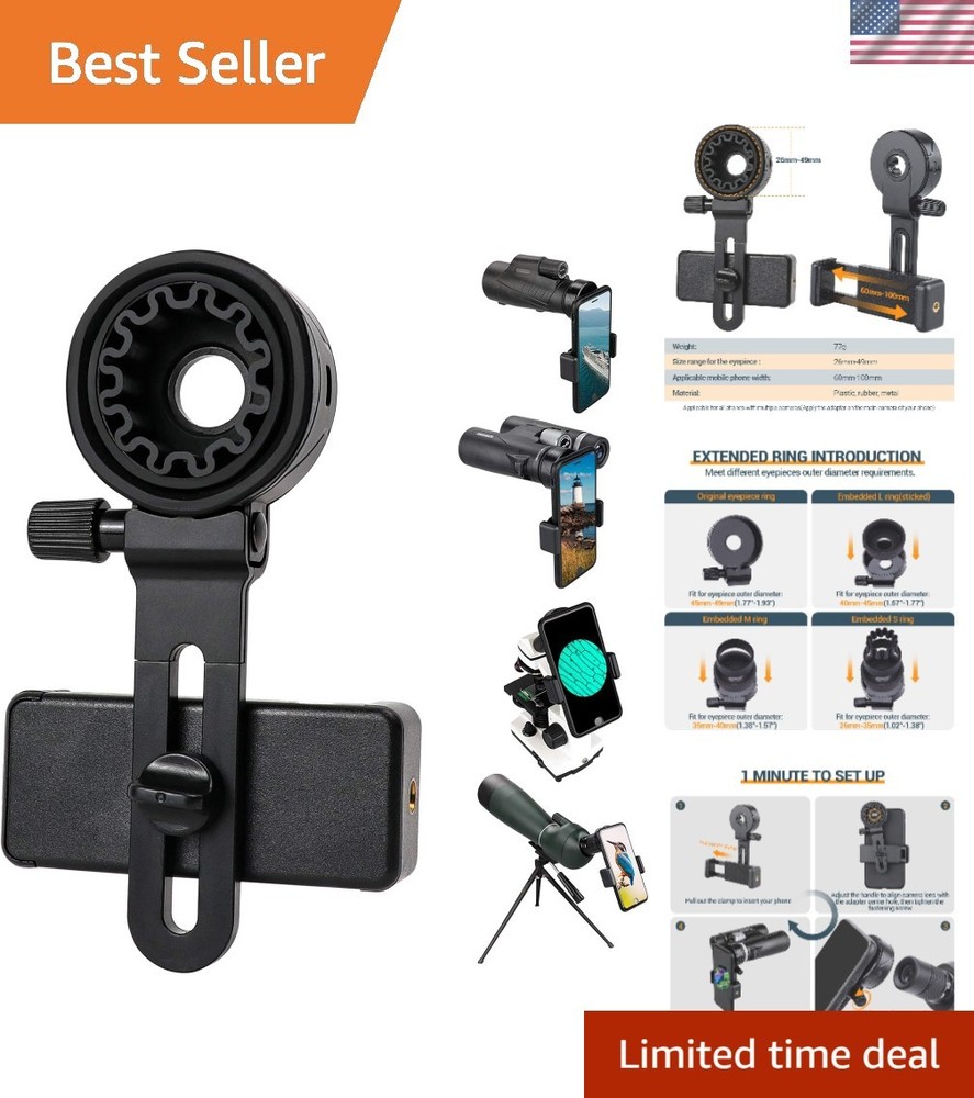Adjustable Phone Adapter for Telescopes & Binoculars: Fast Setup in Under 1 Min