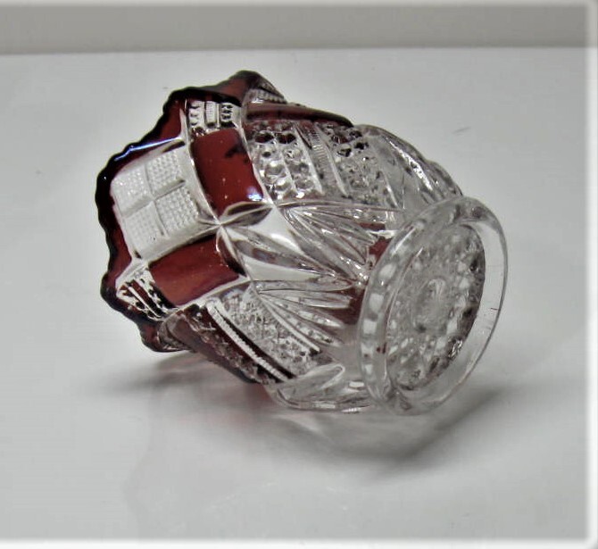 EAPG *** ruby stained = EUREKA TOOTH PICK NEAR MINT BY McKEE GLASS