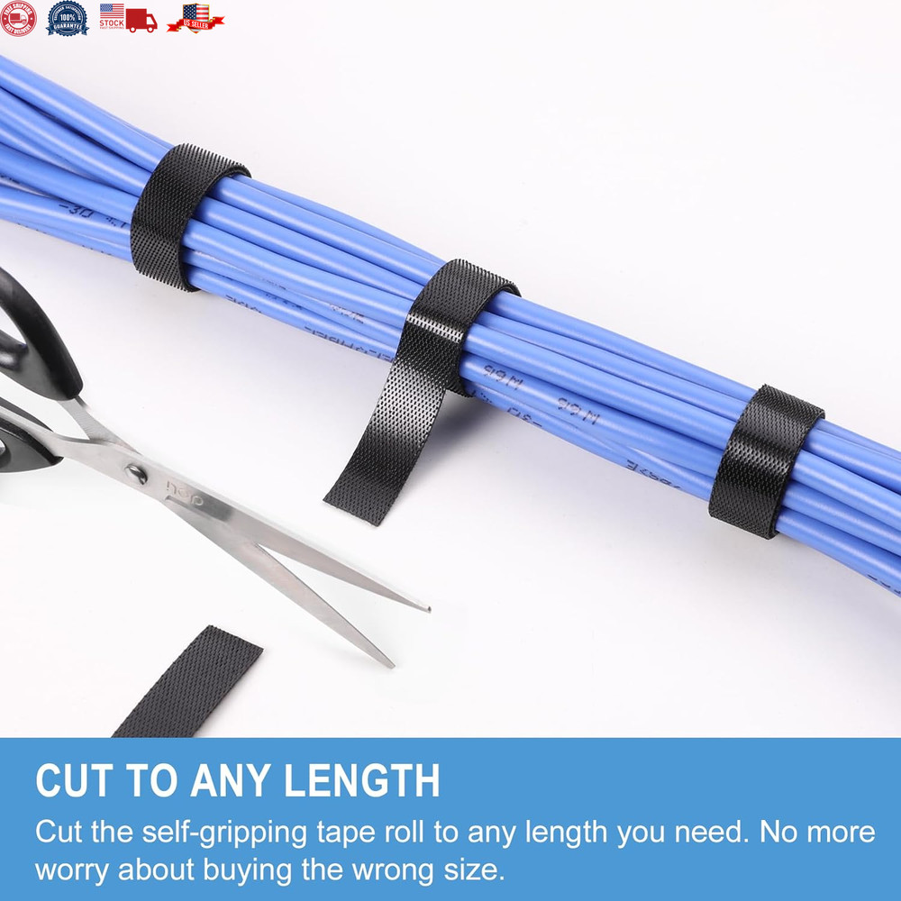 1 in X 60 Ft Hook and Loop Roll | Double-Sided Strips, Self-Gripping Straps