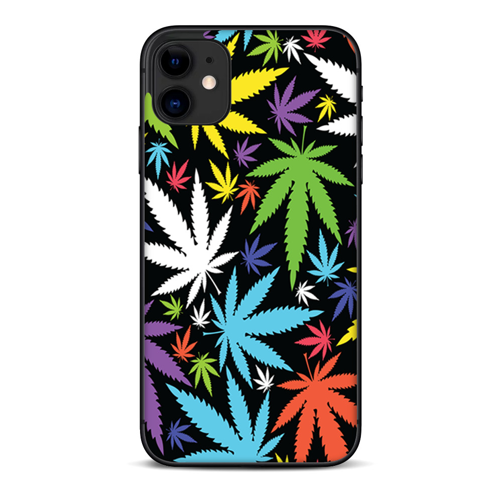 Skins Decal Wrap for Apple iPhone 11 - Colorful Weed Leaves Leaf