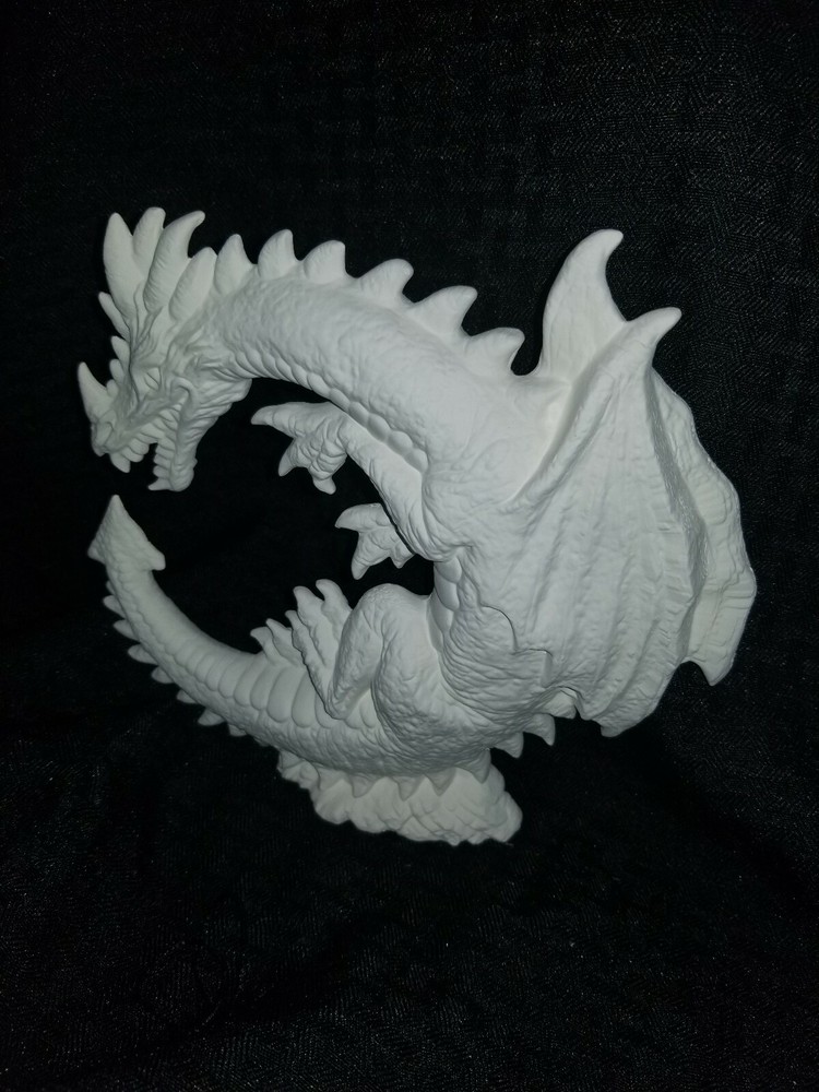 Crescent Shaped Dragon Ready to Paint Unpainted Ceramic Bisque