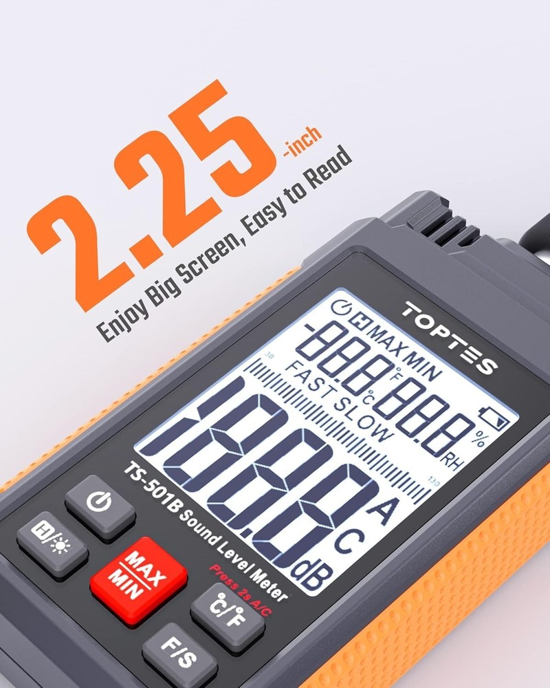 TS-501B Sound Level Meter with Backlit Display - Orange