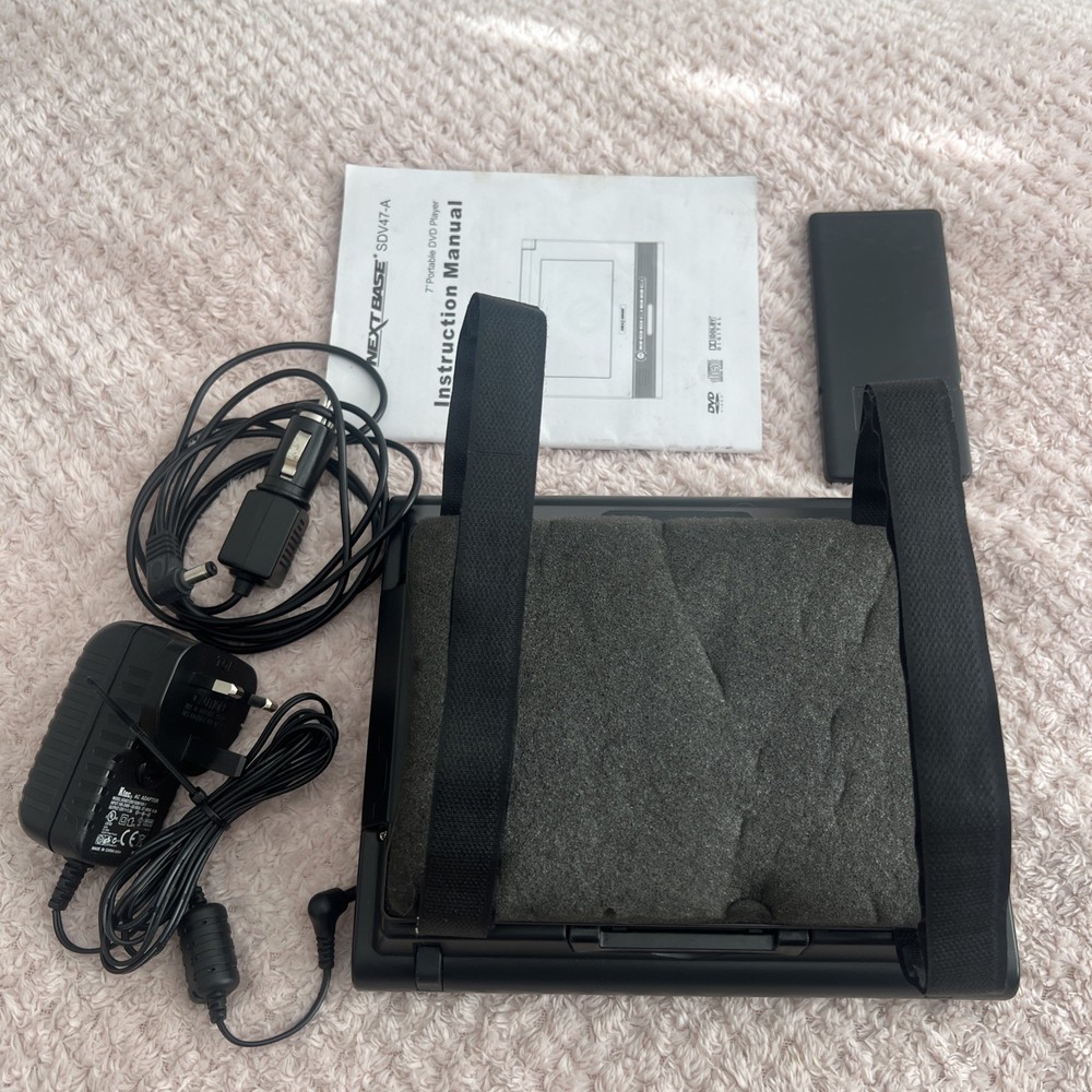 Nextbase SDV47-A Portable 7” DVD Player, Adapter, Headrest Straps, Remote.
