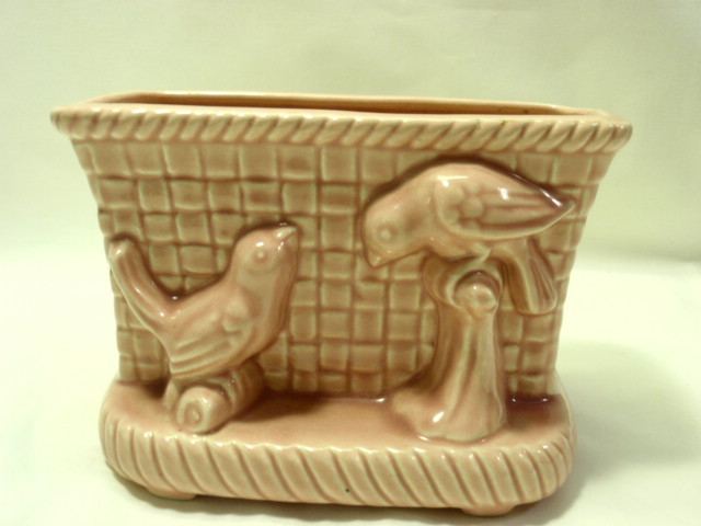 Pink Birds Pottery Planter