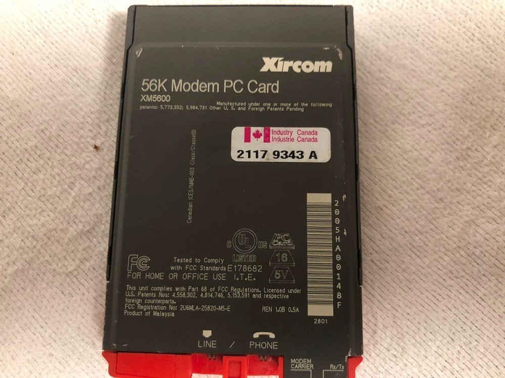 Xircom Modem 56K PC Card Model XM5600