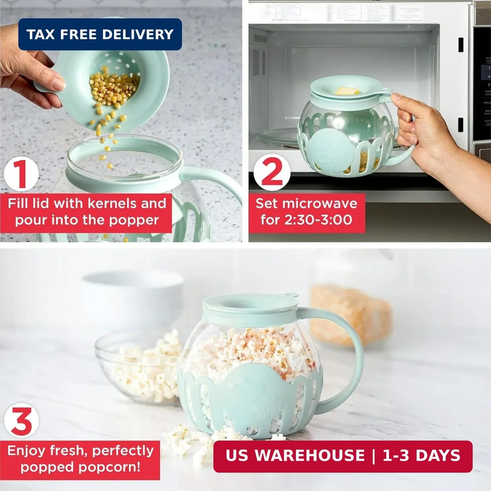 Ecolution Patented Micro-Pop Microwave Popcorn Popper with Temperature Safe Glas