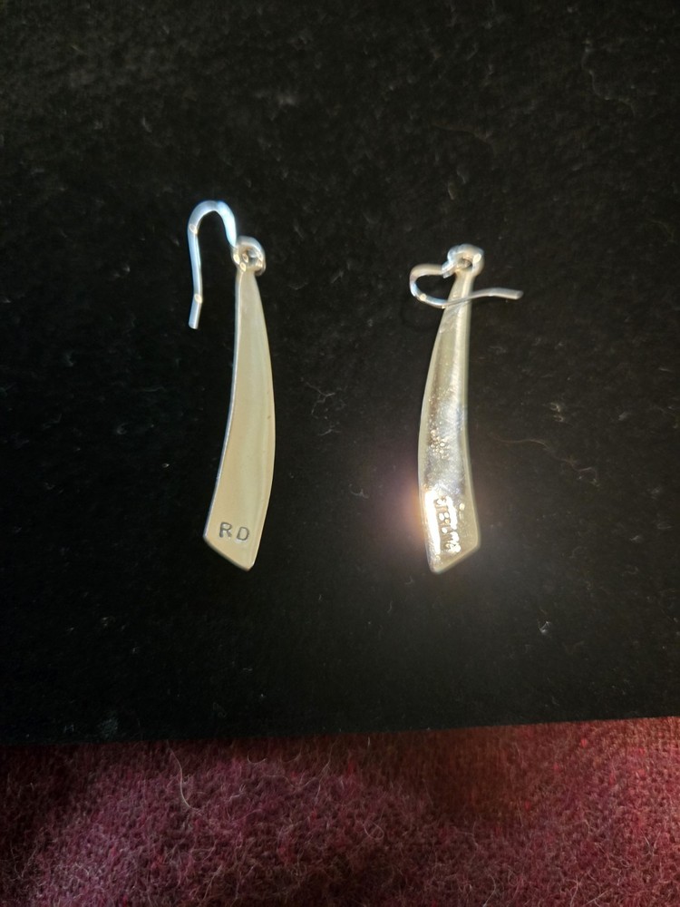 Sterling Silver Galaxy Inlay Long Dangle Earrings