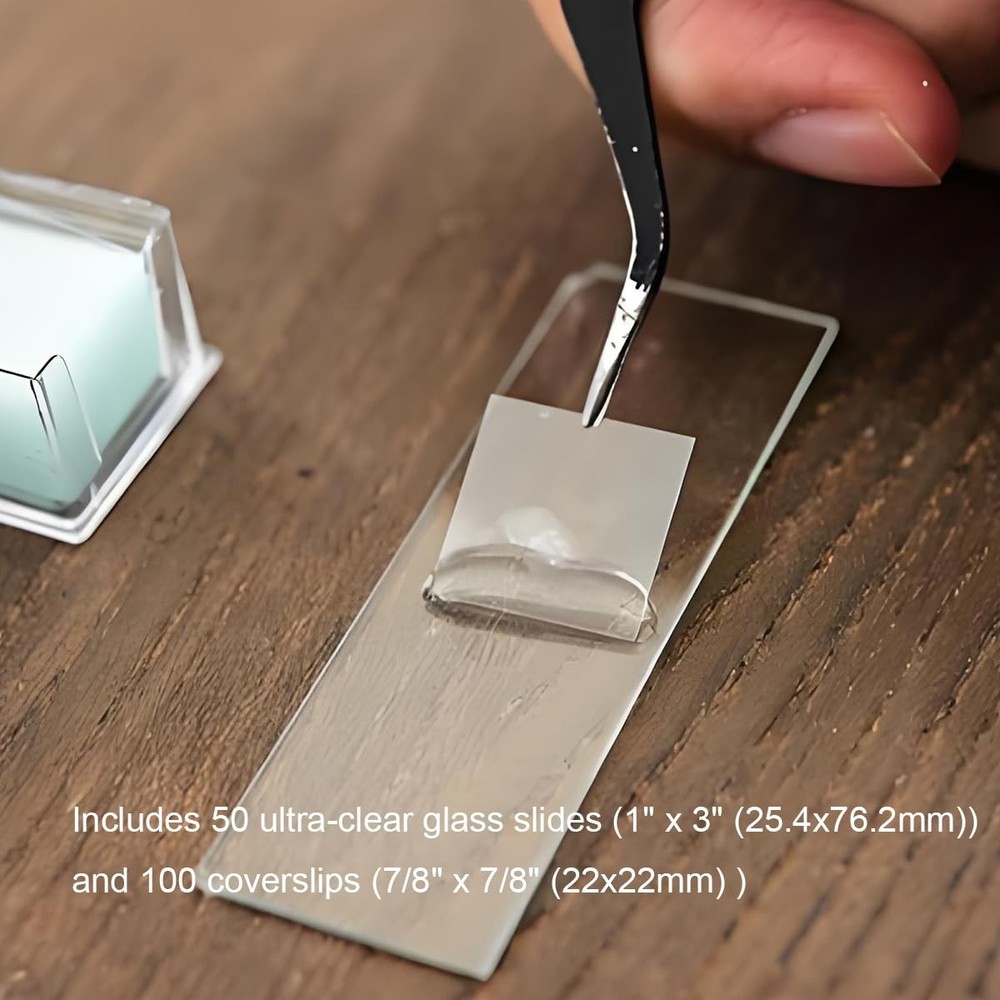 50 Blank Glass Microscope Slides + 100 Coverslips Ground Edge for Experiments