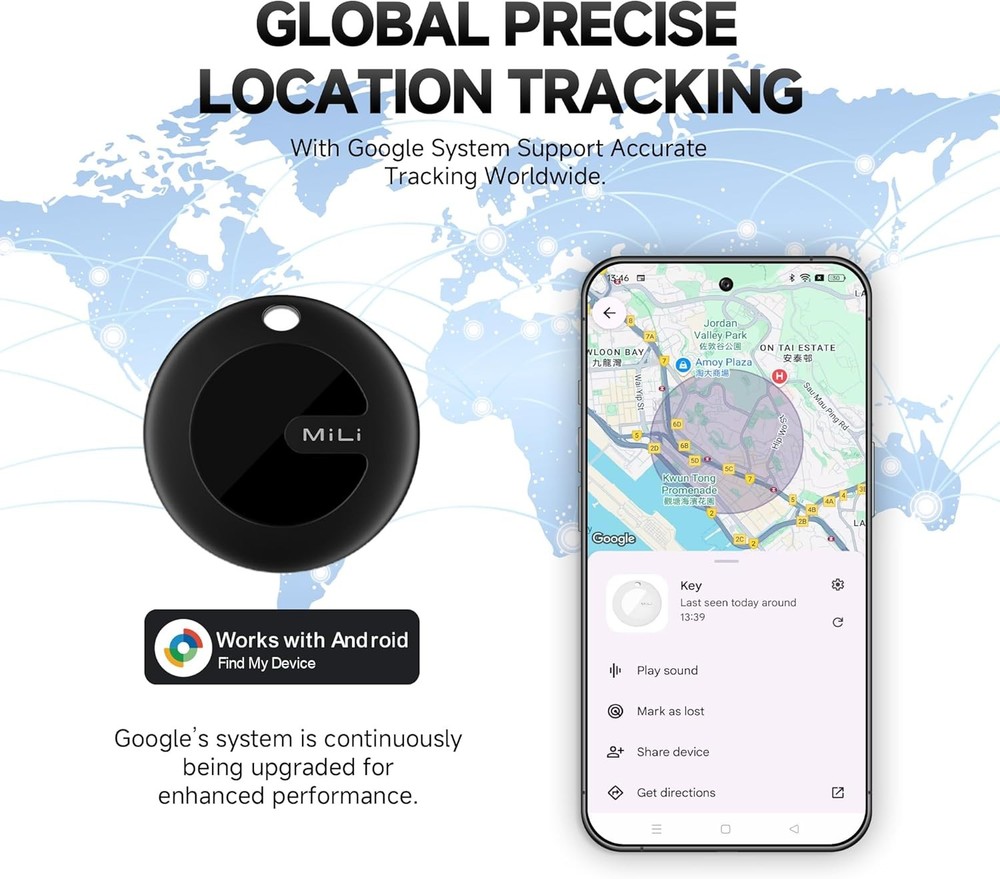 MiLi MiTag Bluetooth Tracker for Android, Google Certified Key BLK, 1PC