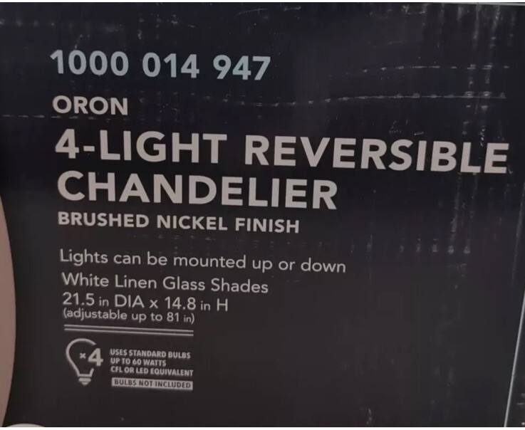 Hampton Bay - Oron 4-Light Brushed Nickel Reversible Chandelier