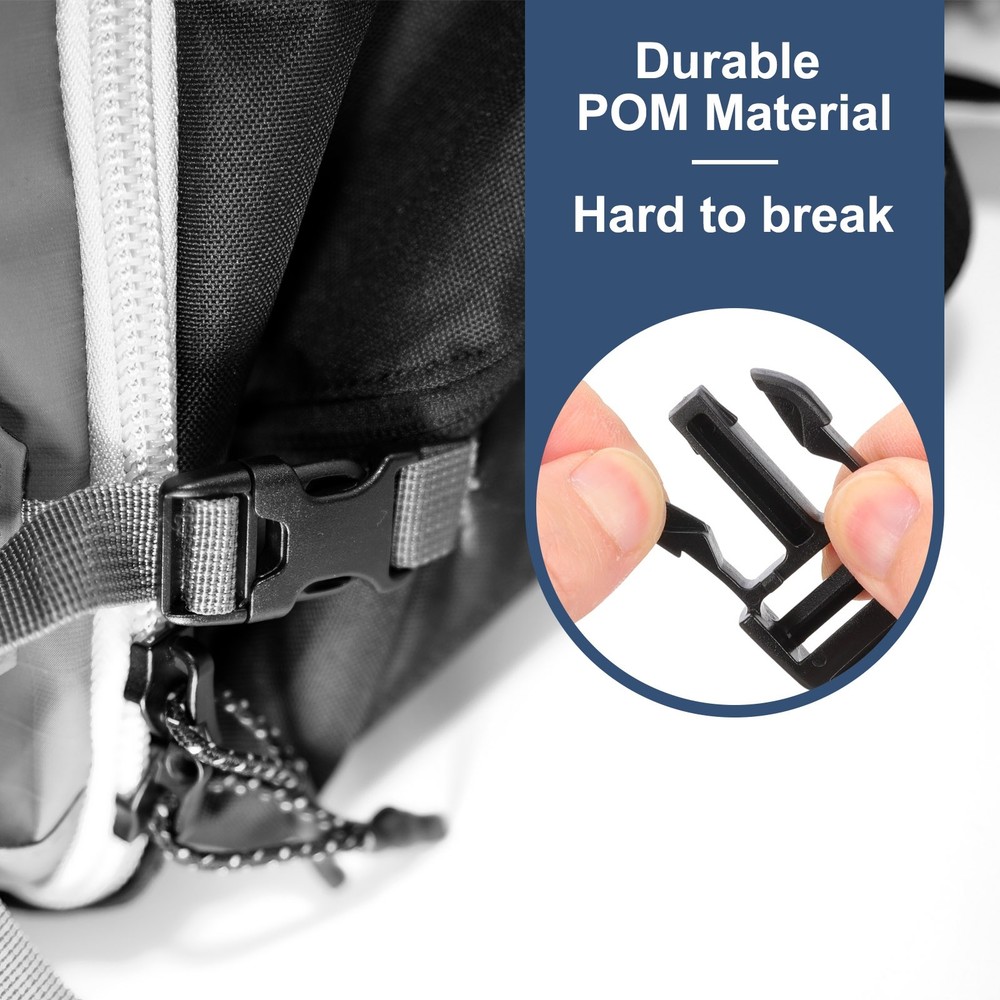 10pcs Quick Side Release Buckles 3/4" Dual Adjustable No Sewing Clips Snaps