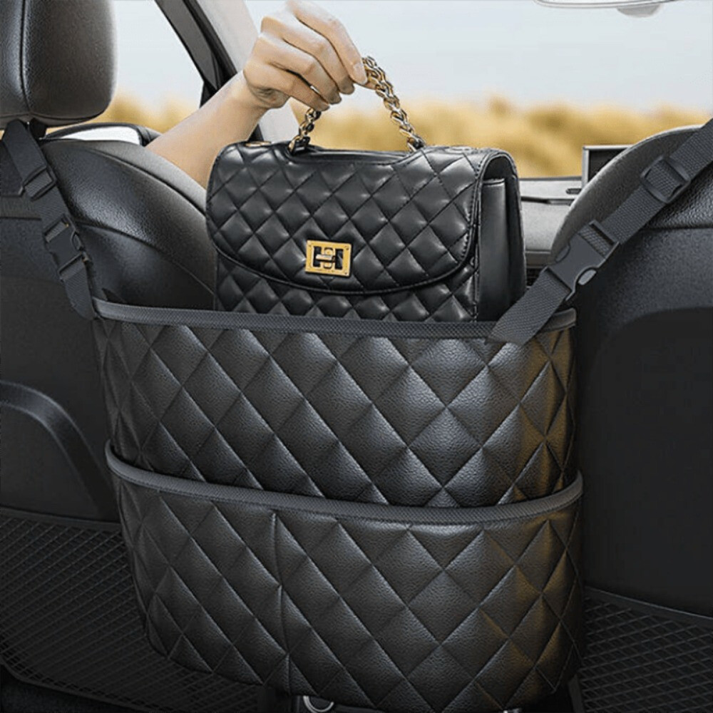 Sleek Faux Leather Car Organizer Handbag – Secure, Compact, Max Storage Space