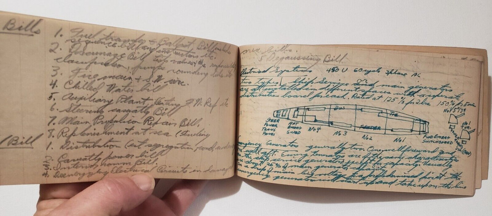 RARE 1947 NAVY OFFICERS NUCLEAR ATOMIC BOMB EXPLOSION SHIP TRAINING NOTEBOOK