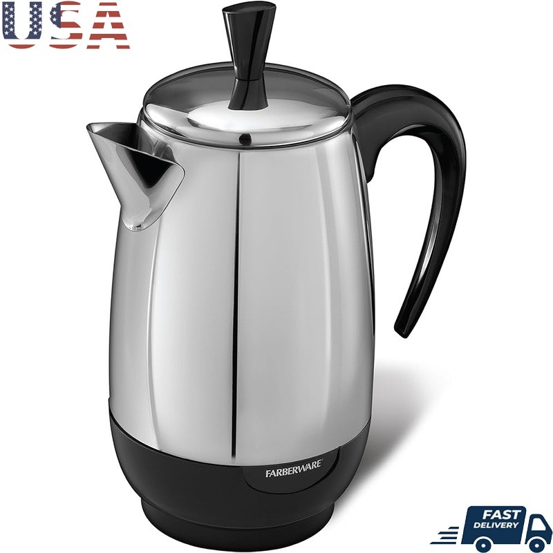 Stainless Steel Percolator 8 Cup Automatic Keep Warm Fast Brewing Coffee Maker