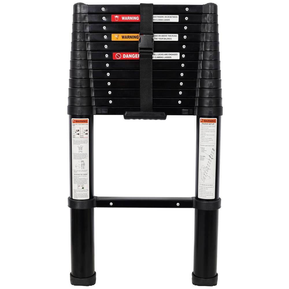 12.5FT Telescoping Step Ladder 330LBS Capacity Aluminum Extension Multi-Purpose