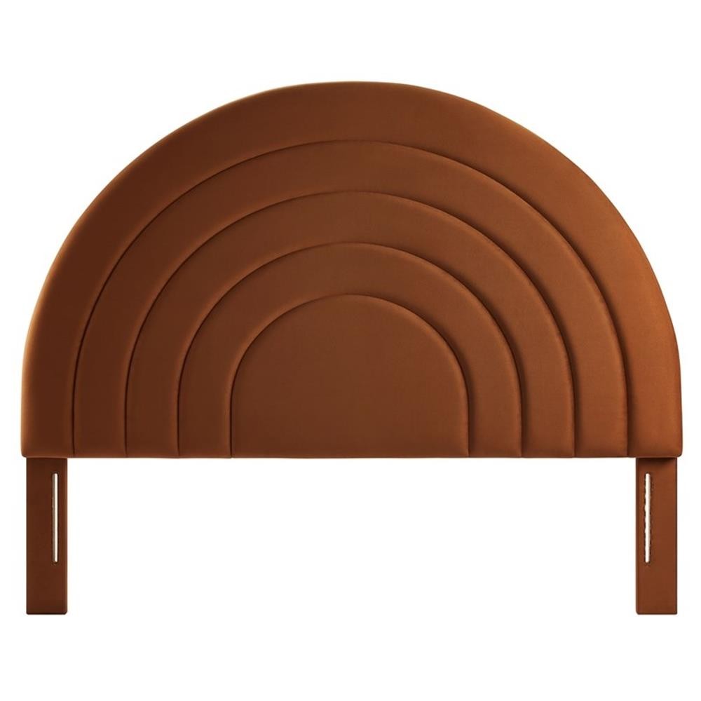 Pemberly Row Performance Velvet Upholstered Full Headboard in Rust