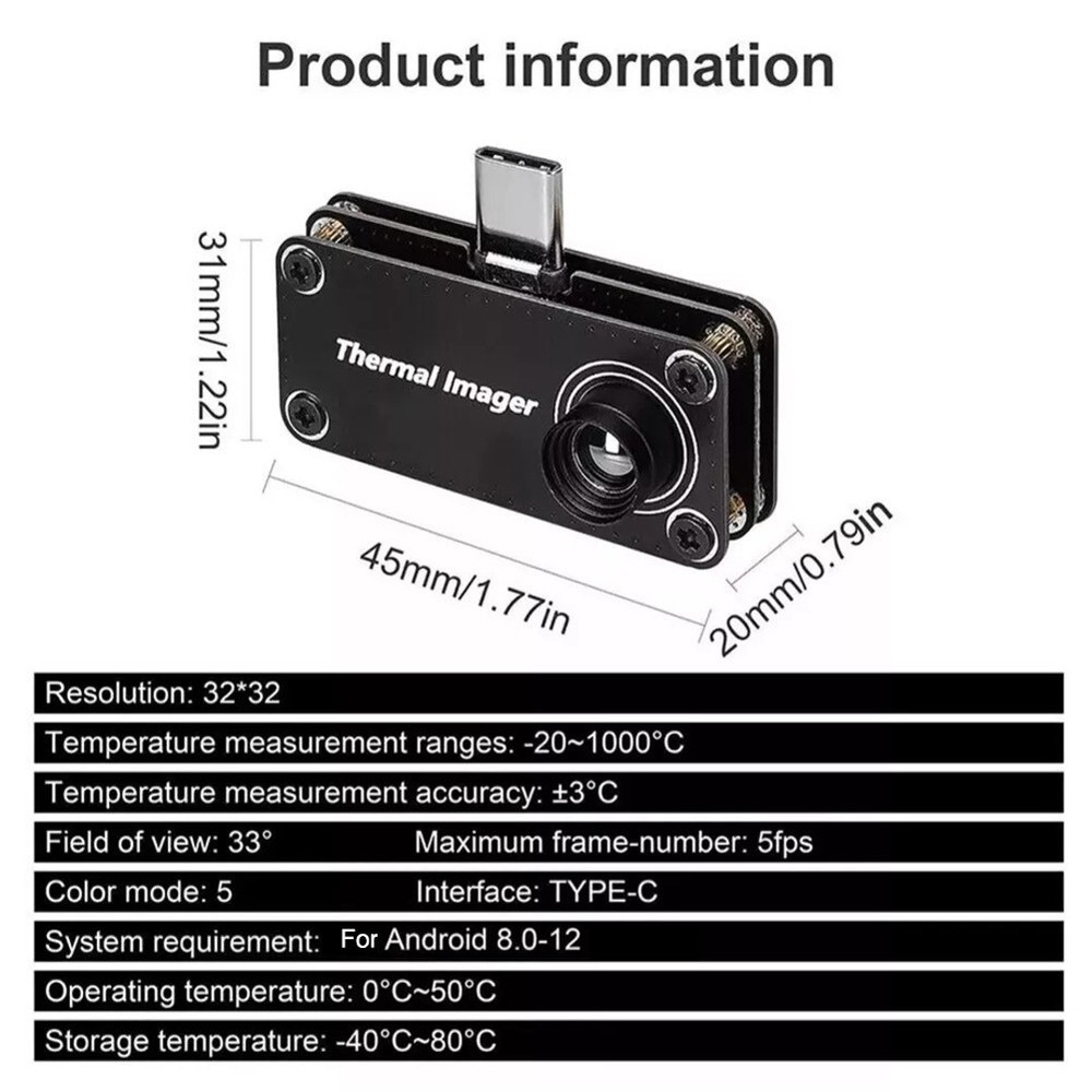 For Android Compatible Infrared Thermal Imaging Camera User Friendly Interface