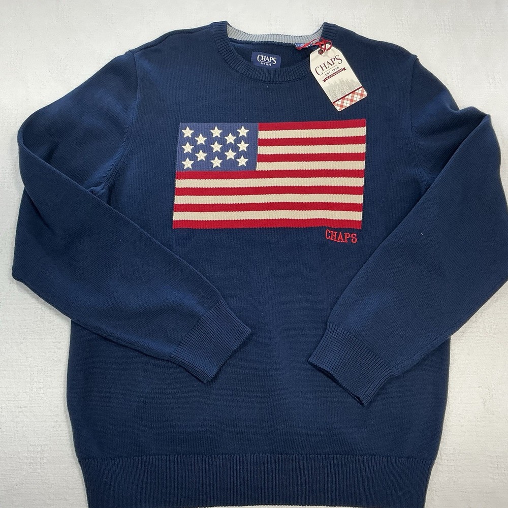 CHAPS MEN'S FLAG SWEATER, SIZE XL
