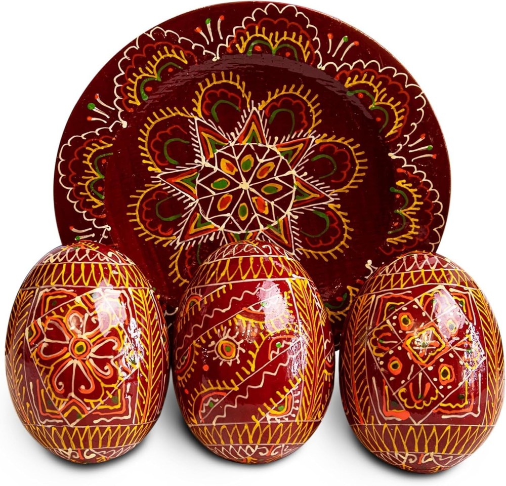 LOVARE Hand Painted Wooden Ukrainian Easter Eggs 2,5’’ Pysanky Mini Easter E