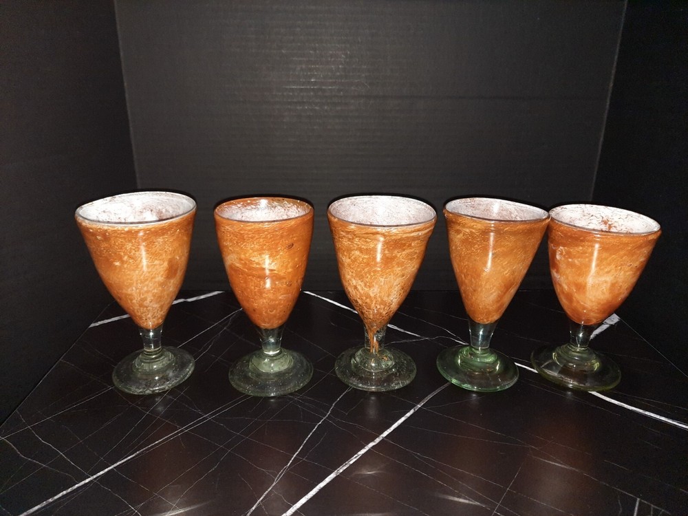 Hand Blown Glass Pitcher And Goblets