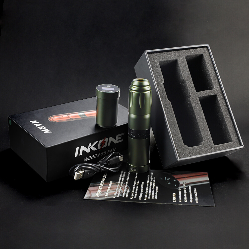 Pro Wireless Tattoo Machine Pen Powerful Coreless Motor with 2 Wireless Battery