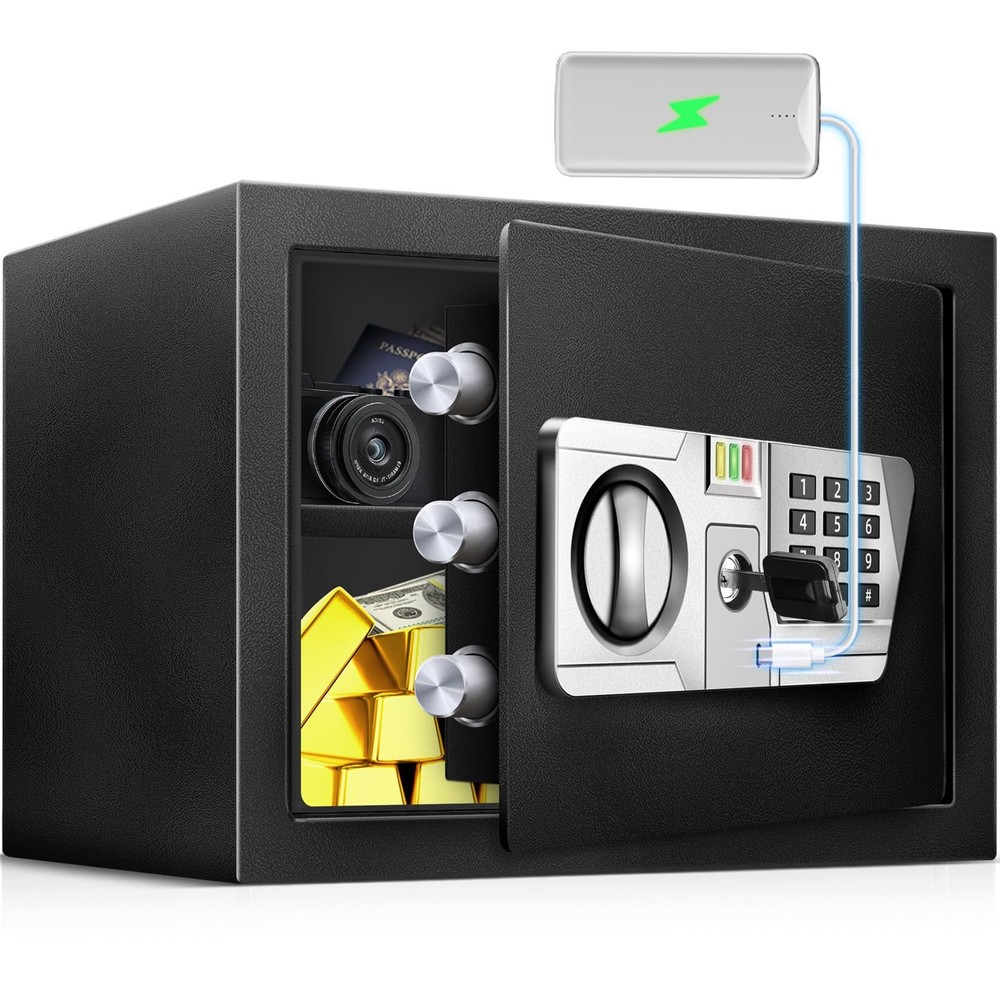 1.5 Cu Ft Small Fireproof Safe Box For Home Documents with Type-C External Po...