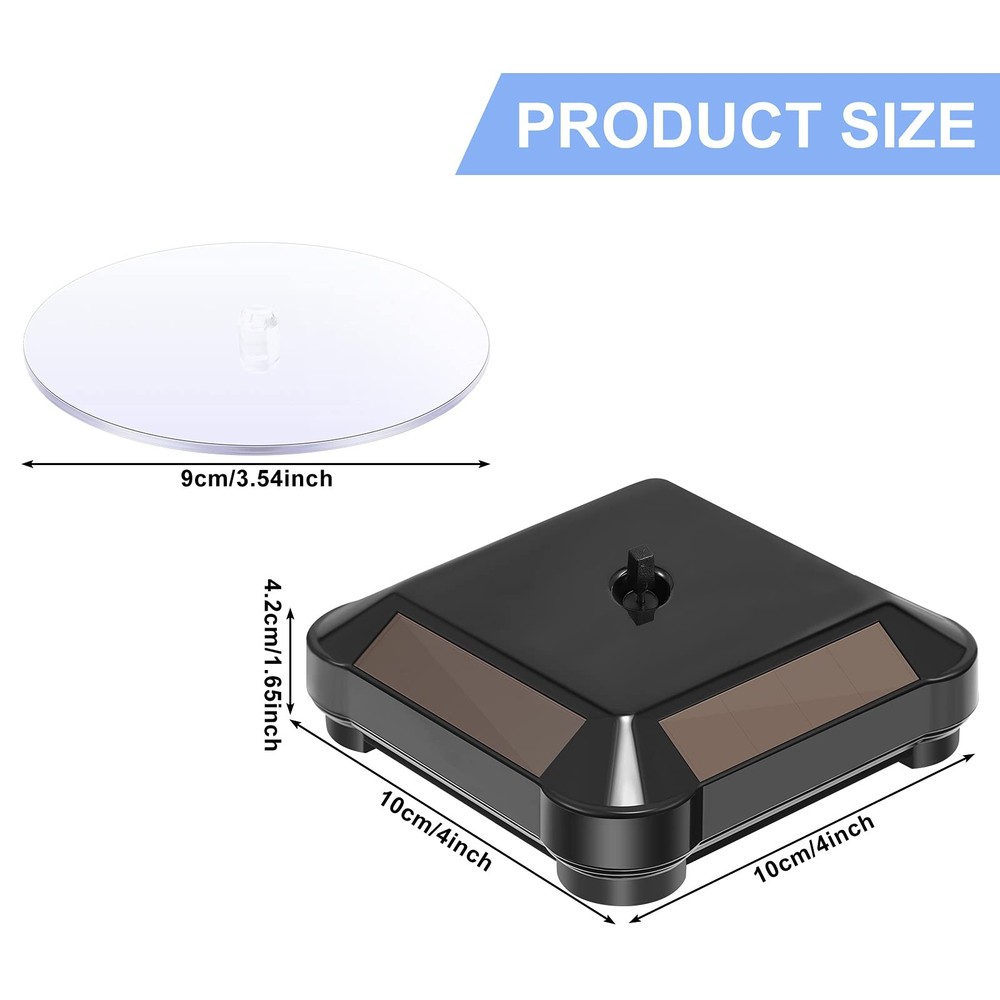 4 Solar Display Stand Turntable 360 Degree Rotating Display Stand Battery Dou...