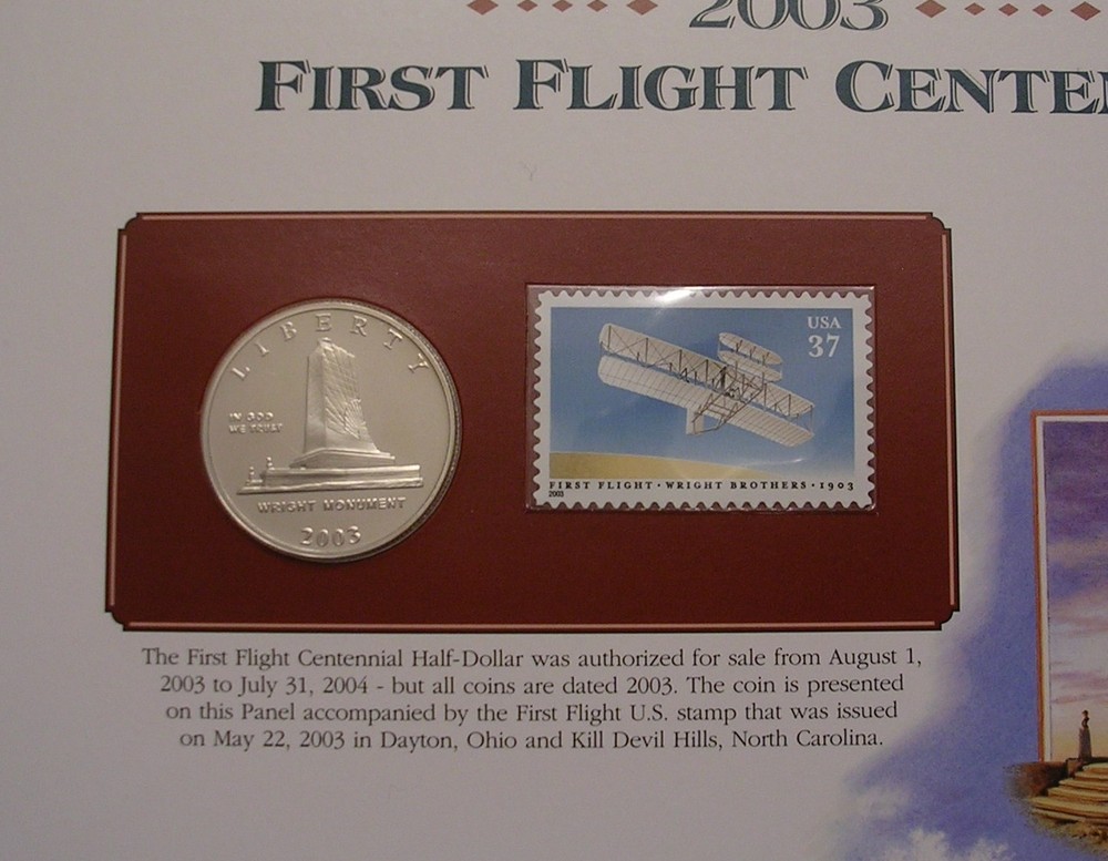 2003 P First Flight Centennial Half Dollar - Coin & Stamp Commemorative Panel