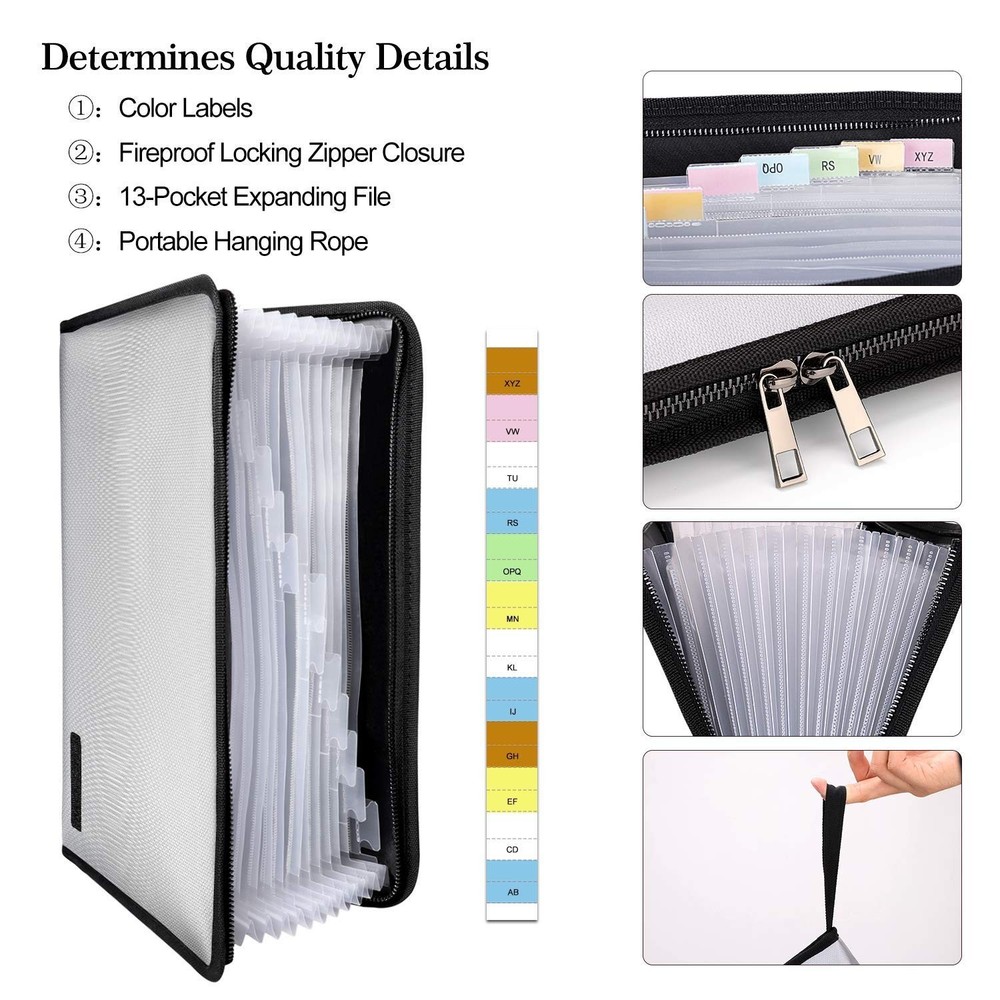 ENGPOW Expanding File Folder Important Document Organizer Fireproof and Water...