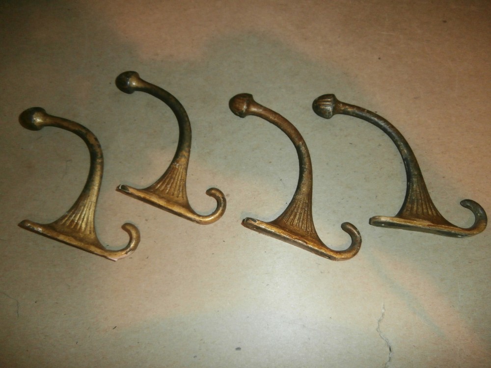 4 Vintage Coat Hat Rack Hall Tree Ornate Cast Iron Hooks