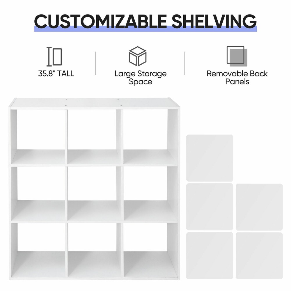 9-Cube Storage Closet Cube Organizer Bookcase Shelving Home Office White
