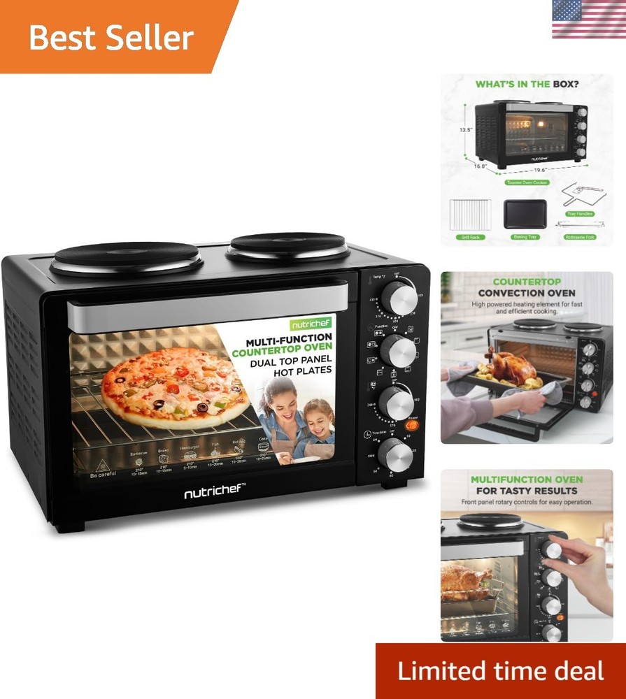 Versatile 1500 Watt Kitchen Oven with 7 Cooking Functions - Easy Clean Features