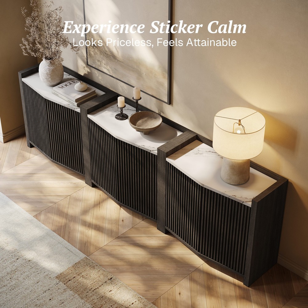 35 Inch Sideboard Buffet Cabinet with Storage, Ebony