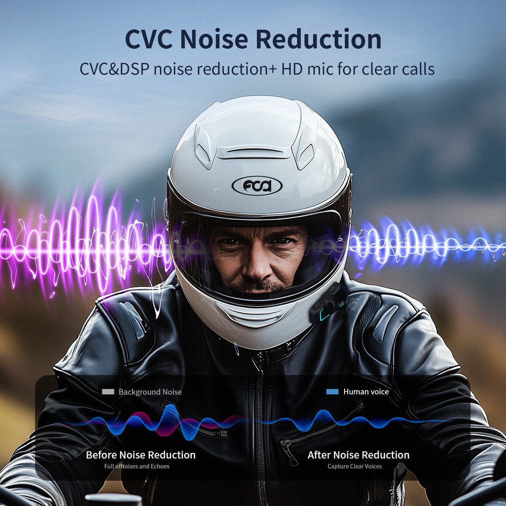 T1 Motorcycle Intercom Bluetooth Helmet Headset 2-way 1km Communication +Sticker