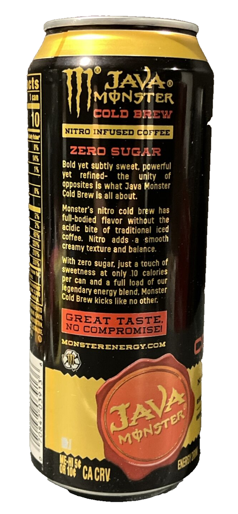 JAVA MONSTER NITRO COLD BREW SWEET BLACK COFFEE /ENERGY DRINK ZERO SUGAR 13.5 OZ