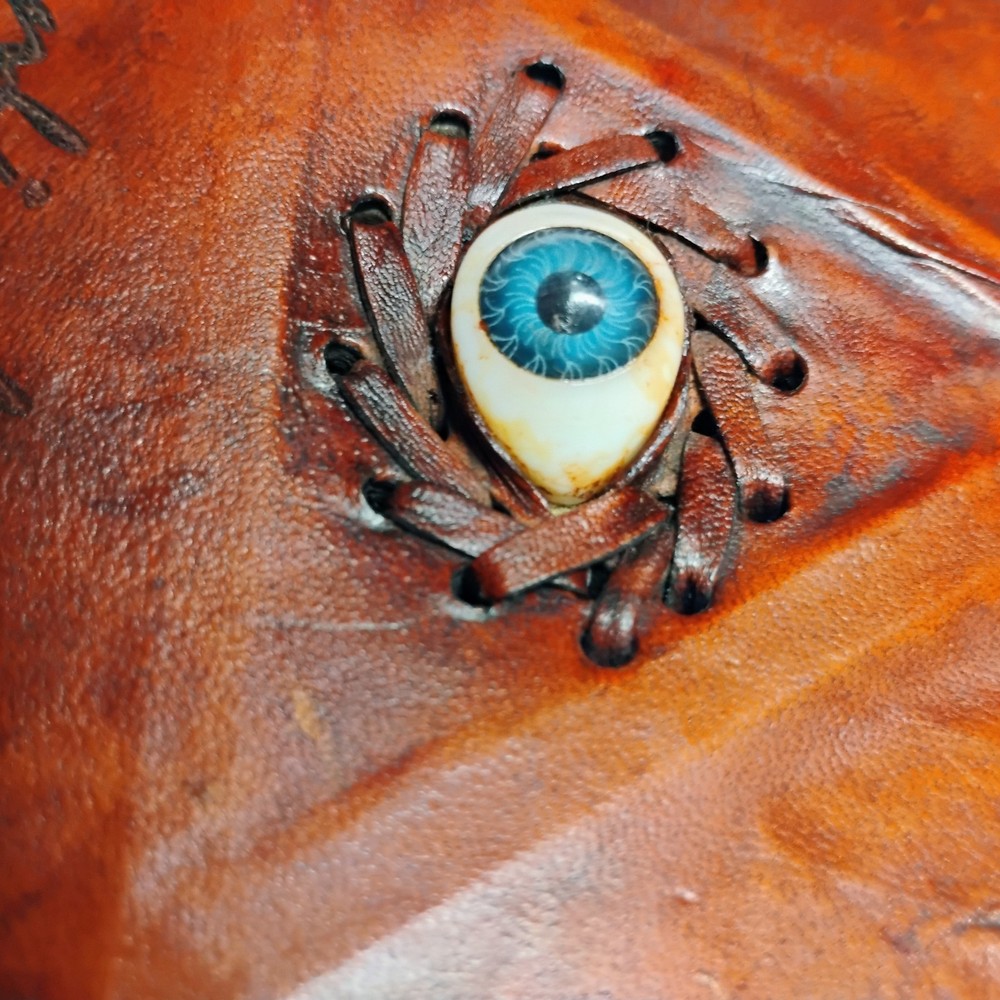 Third Eye Leather Bound Blank Journal with Vintage Clasp Lock, "Aged" Pages