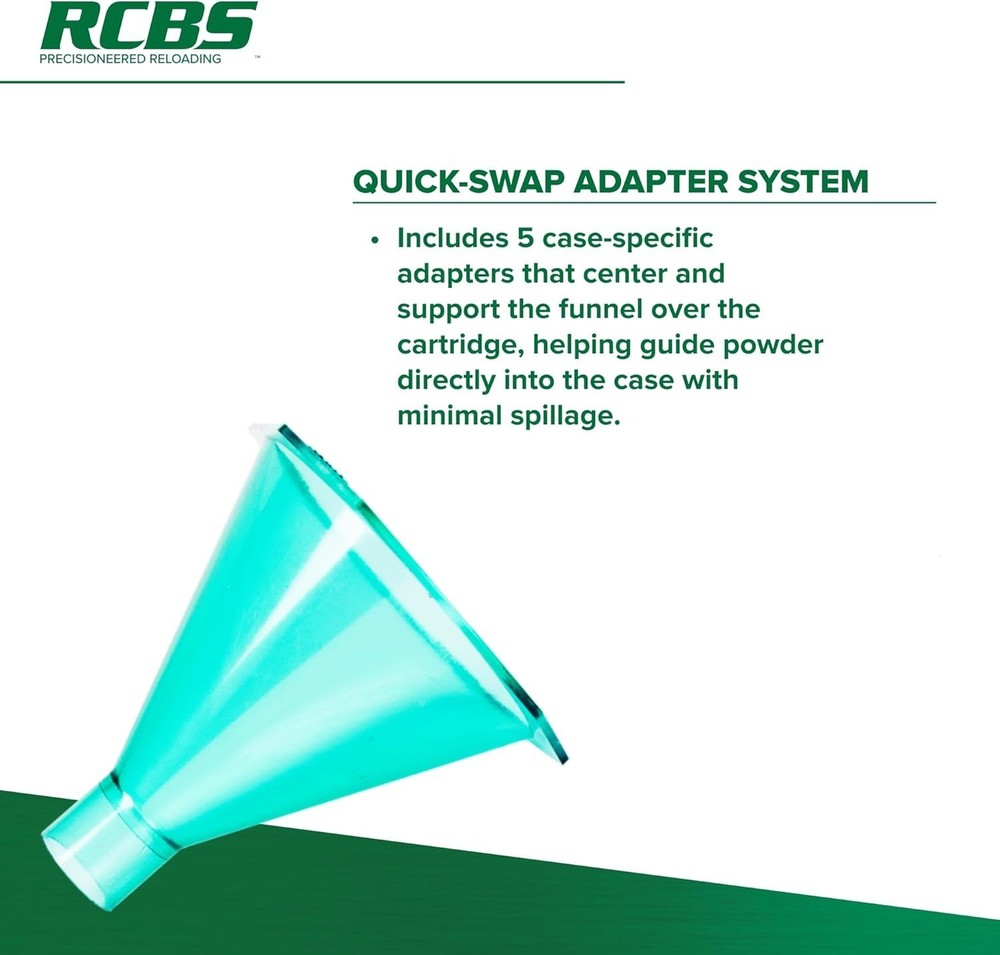 Efficient Quick Change Powder Funnel Kit for Multiple Calibers - Compact Size