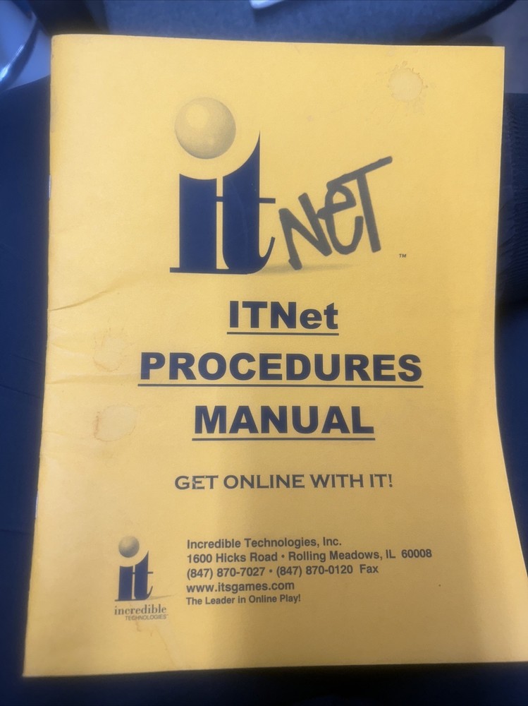 Incredible Technologies IT NET PROCEDURES Manual - used original