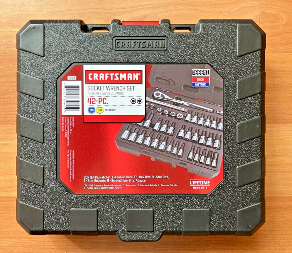 CRAFTSMAN 42 pc *EMPTY* Socket Set Storage Case 3/8" and 1/4" Drive *NO TOOLS*