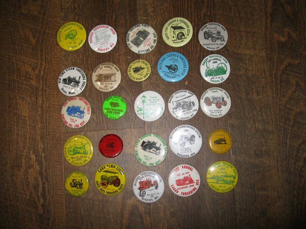 24 different threshing show steam engine show pins 1964-1993