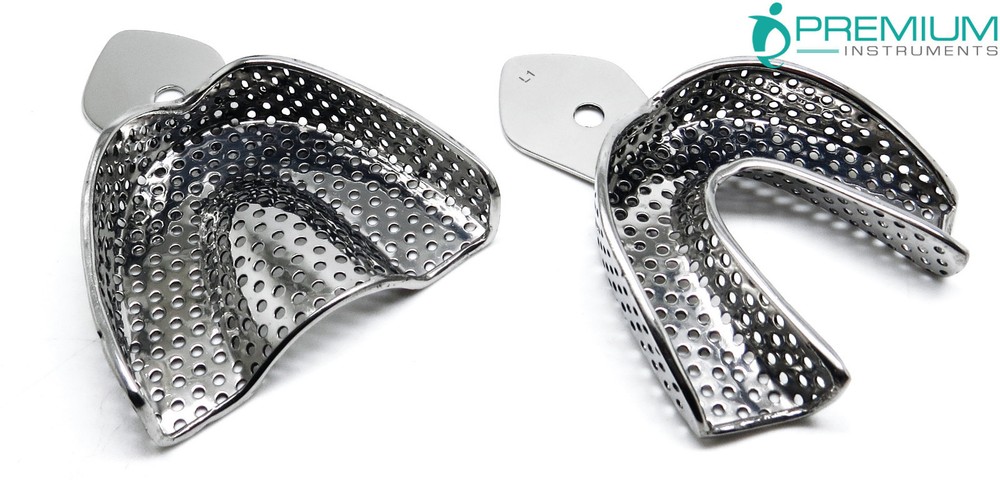 Dental Impression Perforated Large Trays Upper & Lower Autoclavable Tools