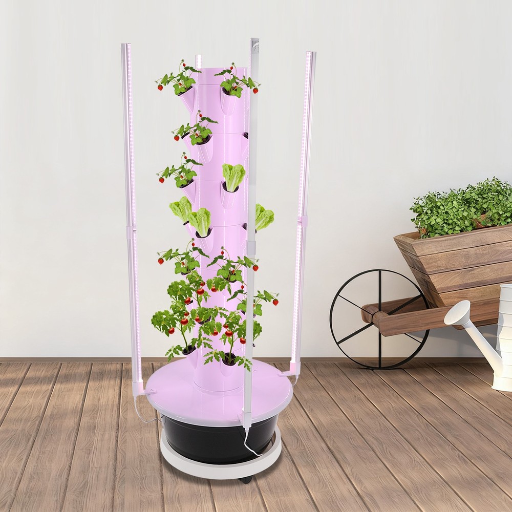 7-Tier Vertical Hydroponics Growing Tower System - 28-Plant Capacity Indoor